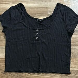 Black ribbed crop top L